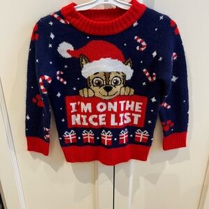 Nickelodeon Paw Patrol christmas Red and Blue Sweater 3t